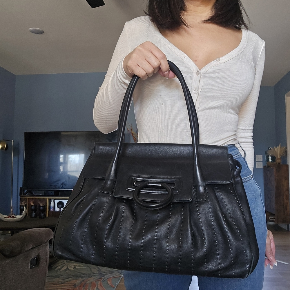 Authentic Elegant Salvatore Ferragamo Black Handbag Or Shoulder Bag